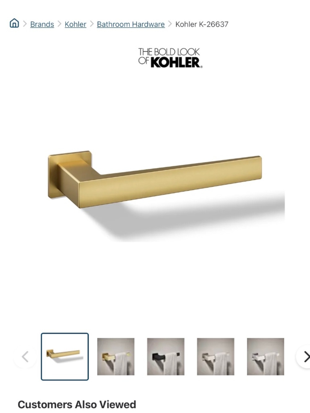 Kohler Honesty Hand Towel Bar